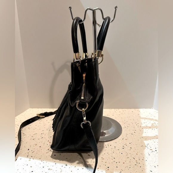Vince Camuto Elva Black‎ Leather Crossbody Handbag with Tassel Charm - Picture 7 of 12